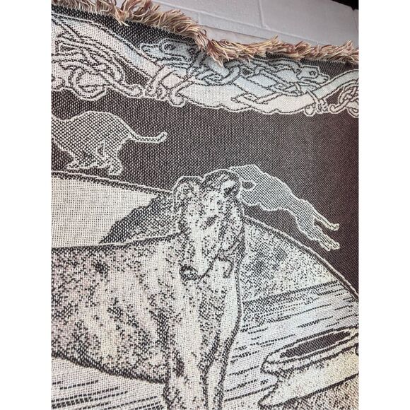 Vintage 1990s Greyhound Tapestry Blanket - Picture 7 of 7